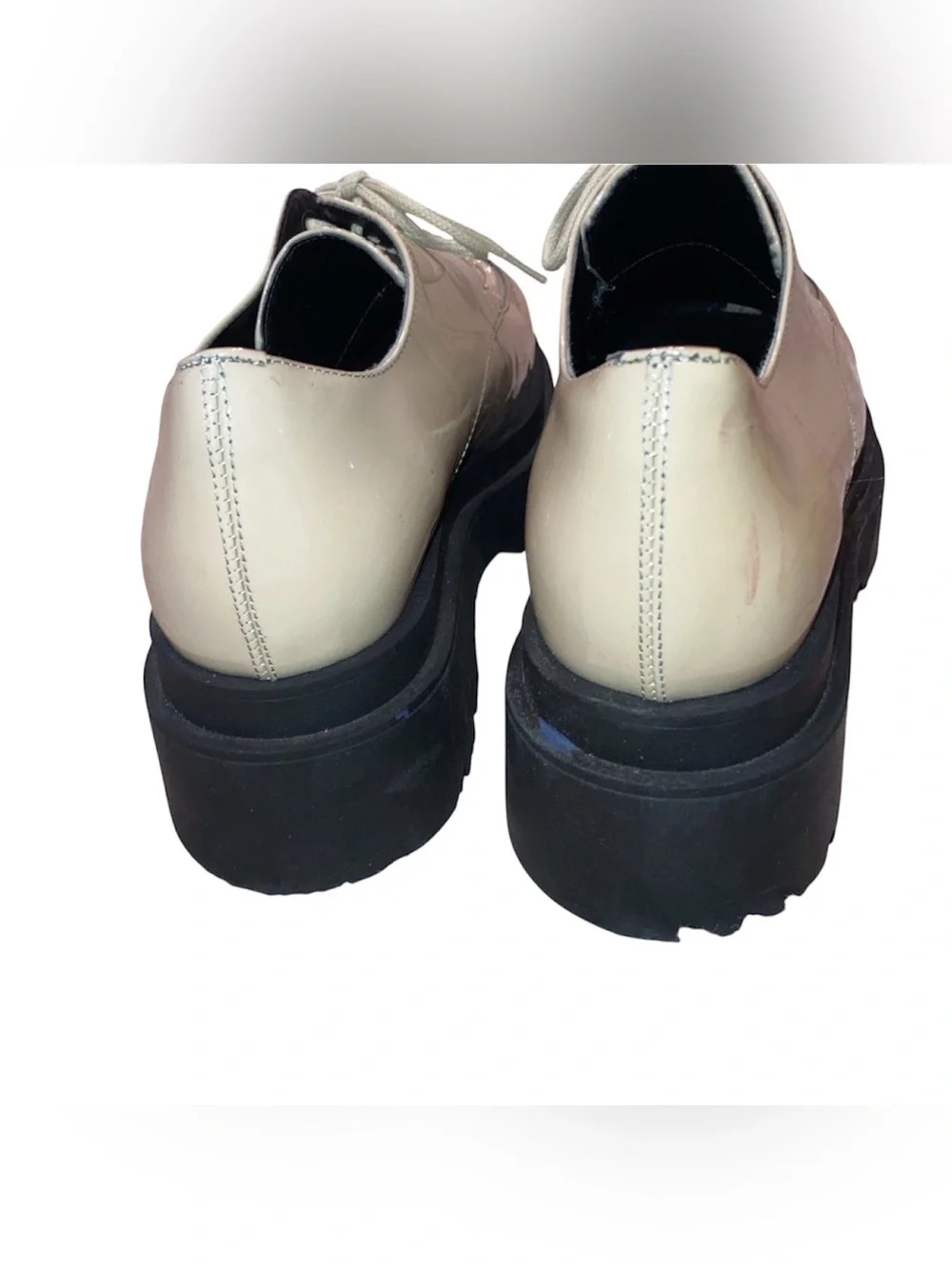 Miista Patent Leather Chunky Platform Oxfords Tan Black EU 39 US 8.5
